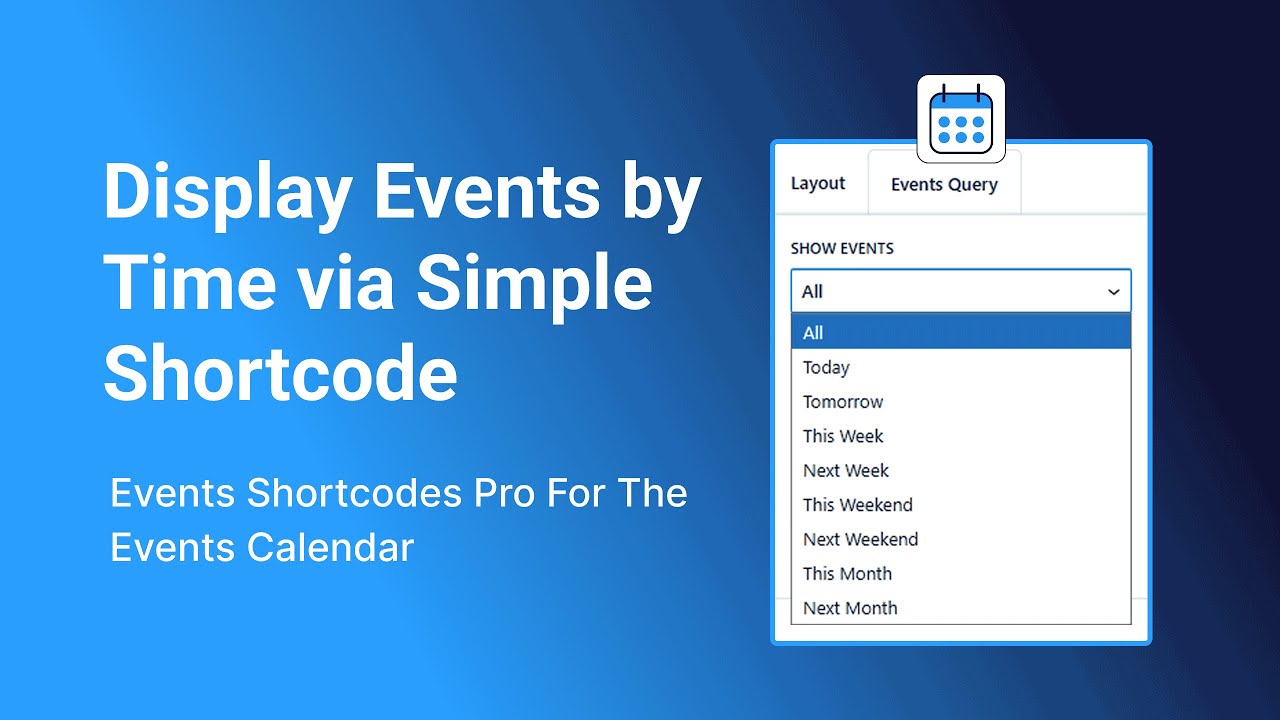 Showcase Time-based Events using Shortcode