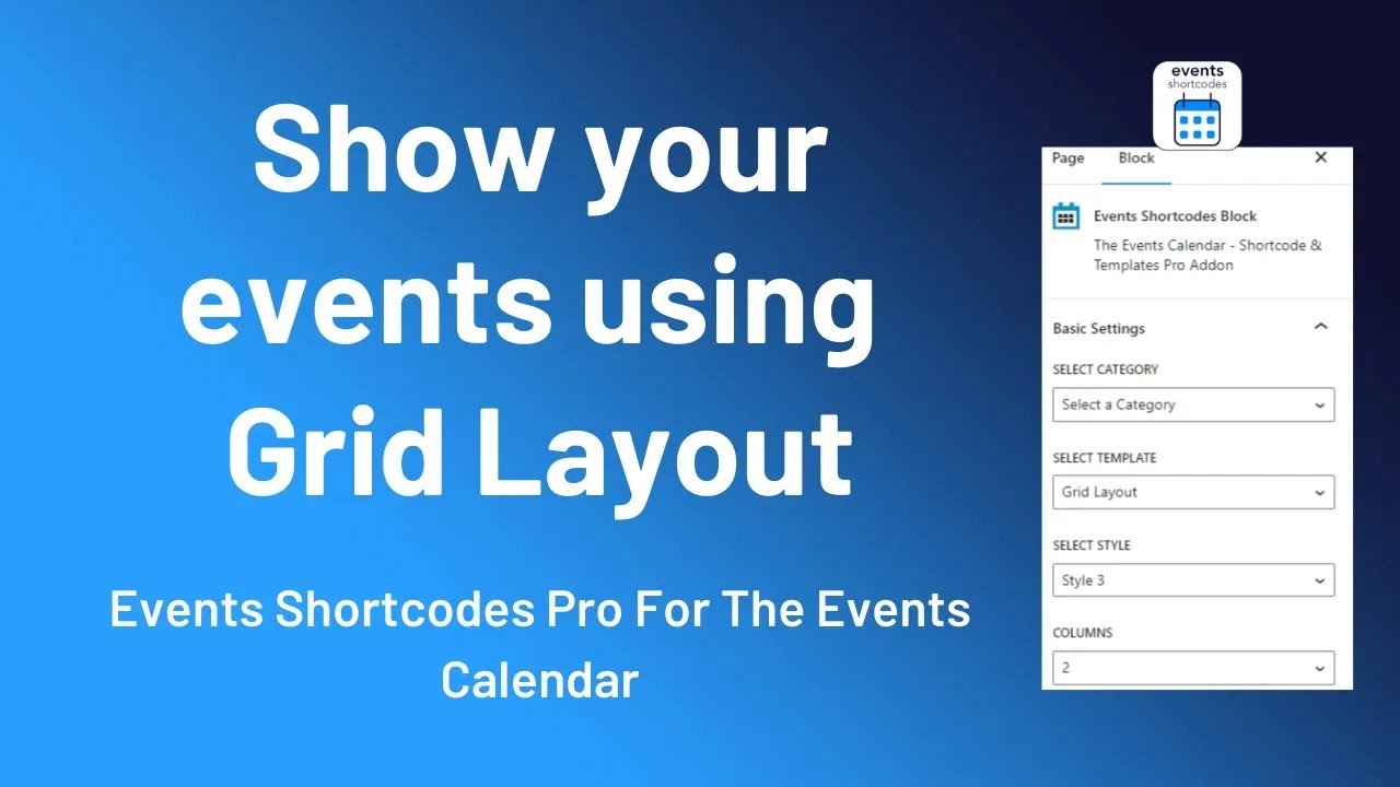 Grid Layout || Events Shortcodes Pro For The Events Calendar