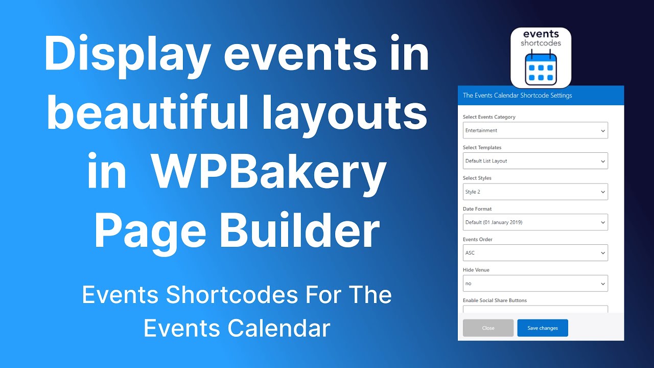 Display events using WPBakery Page Builder || Events Shortcodes For The Events Calendar