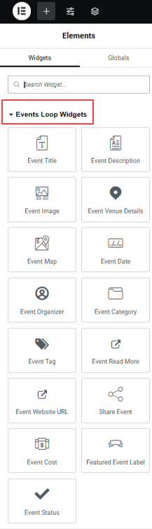 events loop widgets