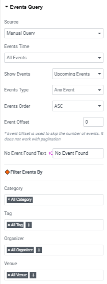 events query settings