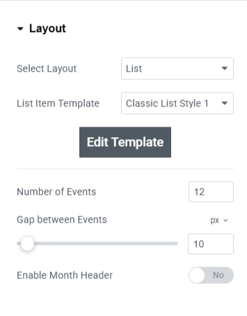 layout settings