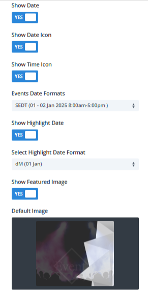 event module layout settings