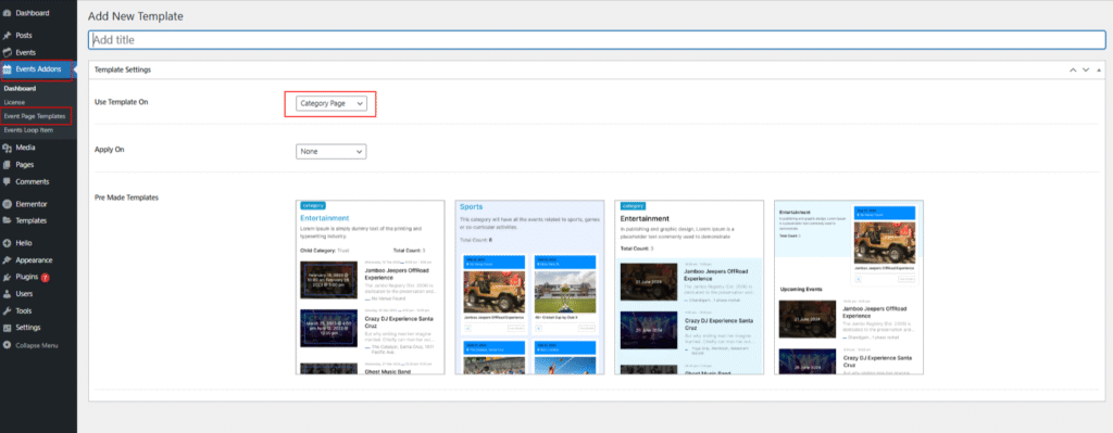 category page template