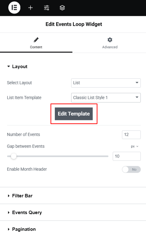 edit loop item template
