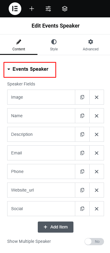 event speaker settings
