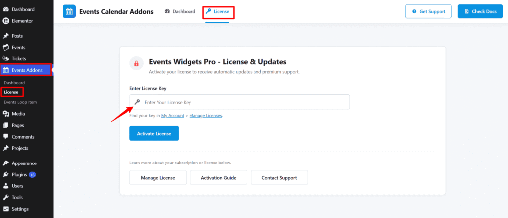 event widget pro license key