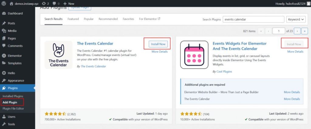 install-events-widget-plugin