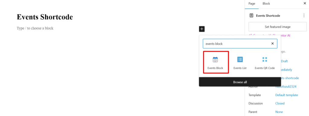 search events block