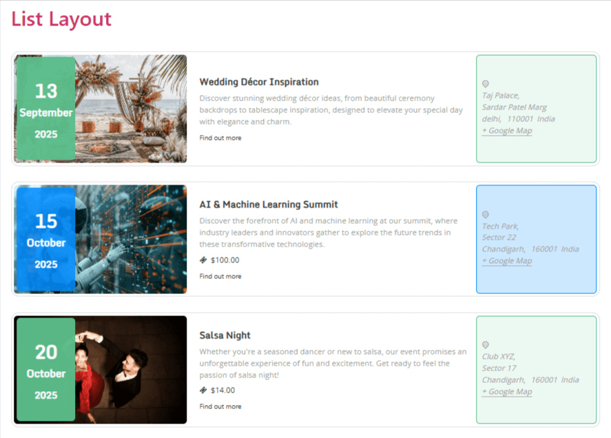 list layout demo