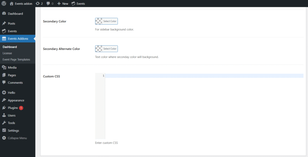single event non elementor template customization