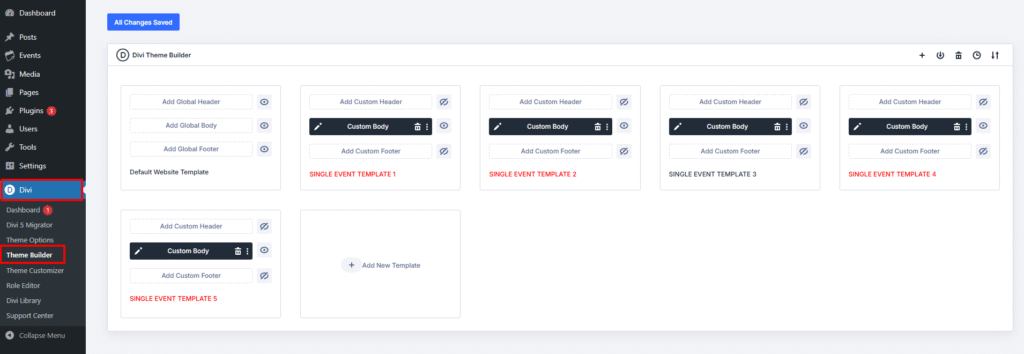 navigate to theme builder