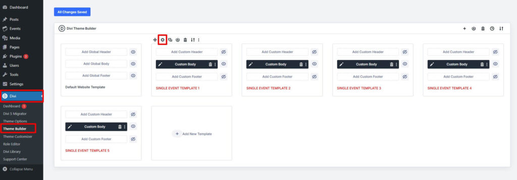 event divi single page templates