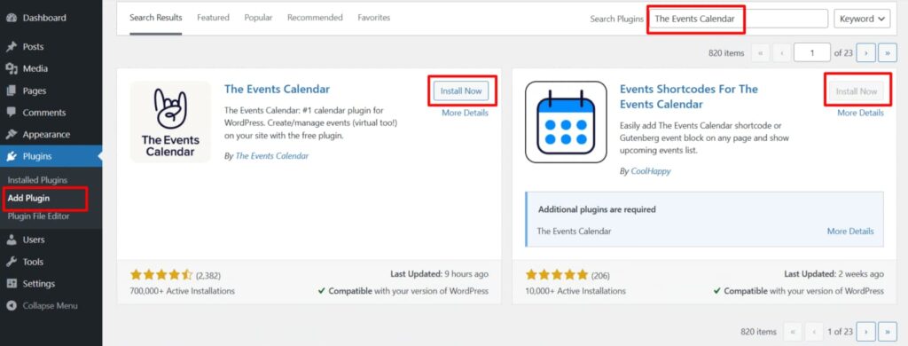 install-events-calendar