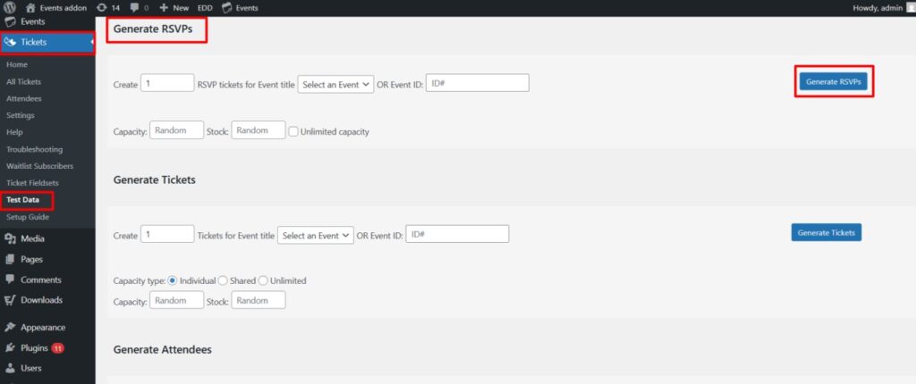 generate rsvps