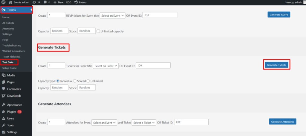 generate tickets