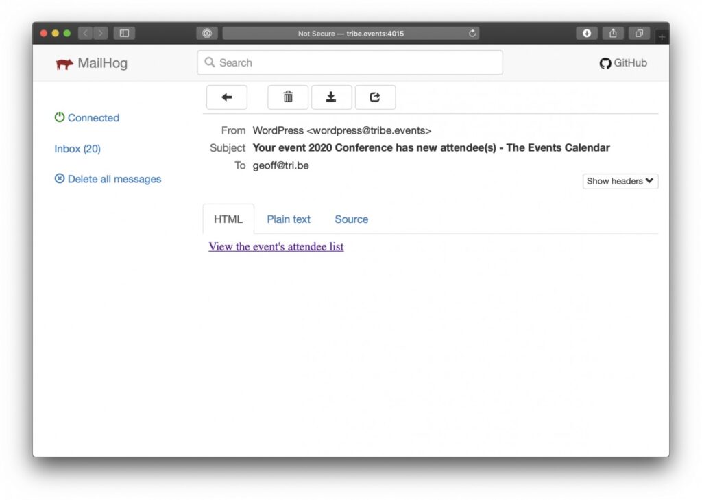 organizer email notification