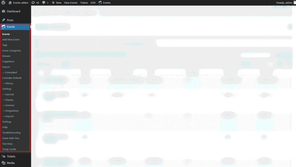 admin bar settings
