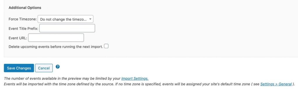 individual import settings