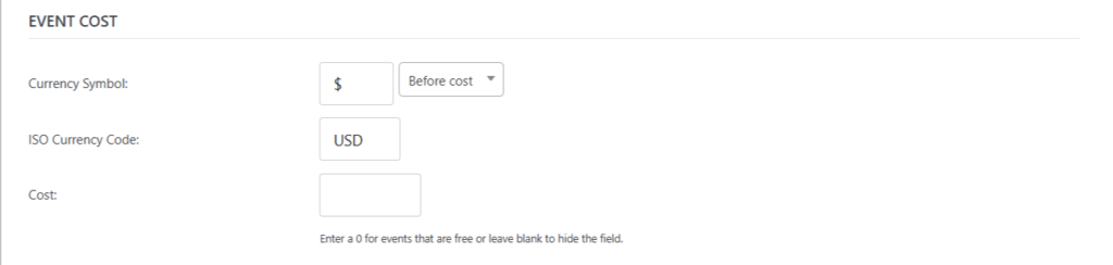 Event cost field