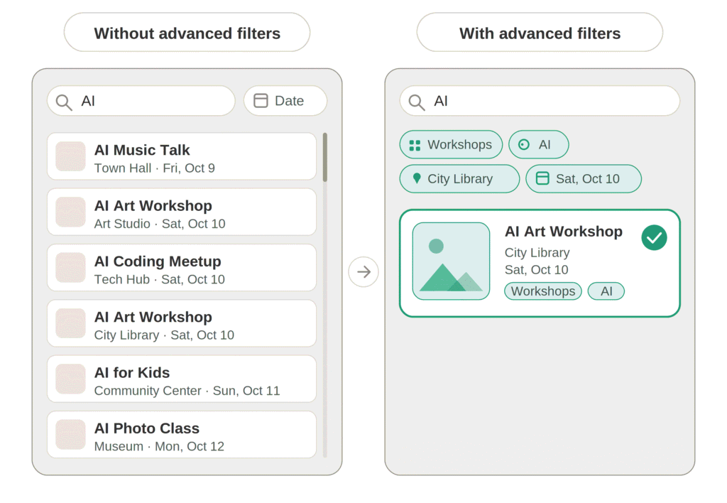 event search with filters